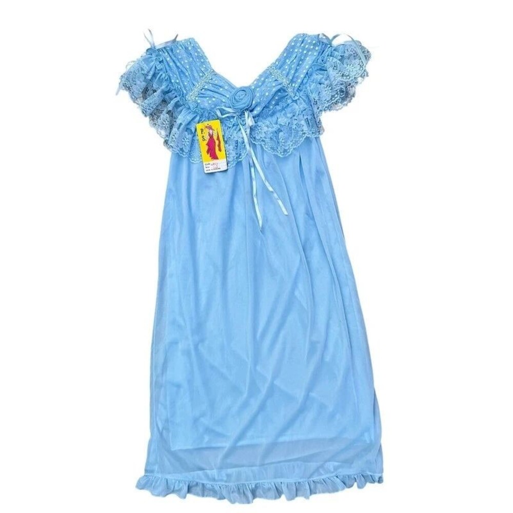 Cottagecore Fairycore Romantic Vintage Off Shoulder Ruffle Lace Nightgown Dress